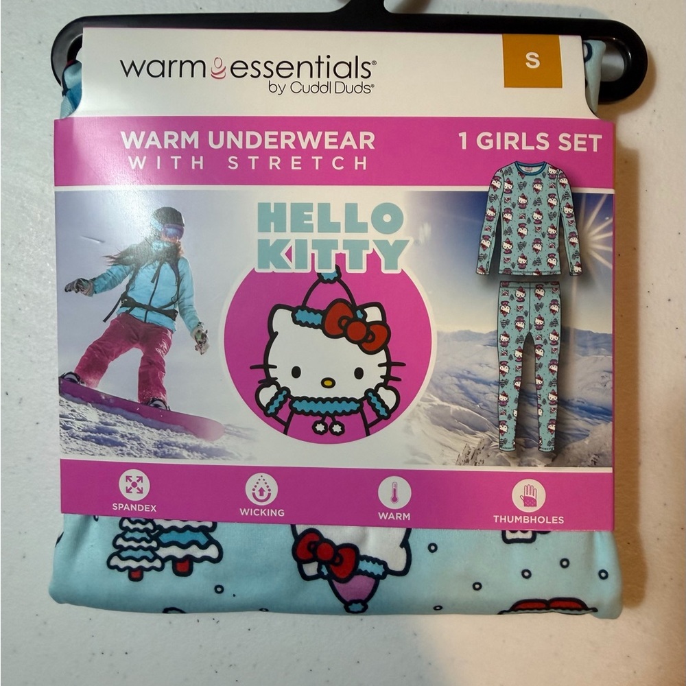 Hello Kitty Light Blue Girls M Thermal Underwear Set